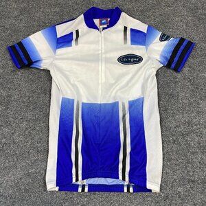 Life is Good Cycling Jersey S Blue White 3/4 Zip Double Sided Performance Wear